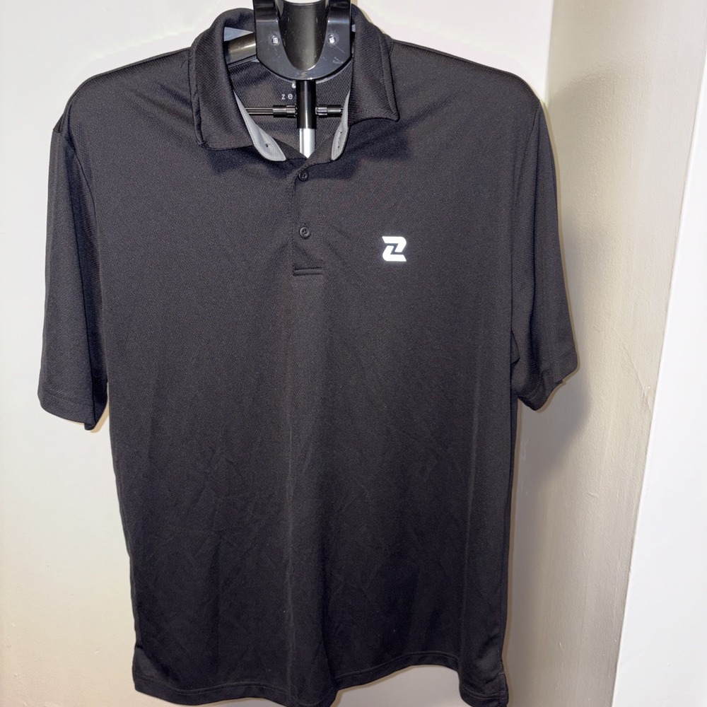 ZELOS Mens Shirt Size Large Short Sleeve Casual Activewear Black